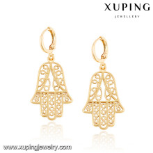 92444 Xuping nuevo diseño y pendientes de hamsa chapados en oro